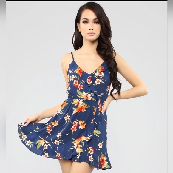 Ambiance Dresses & Skirts - Ambiance Navy Floral Mini Dress